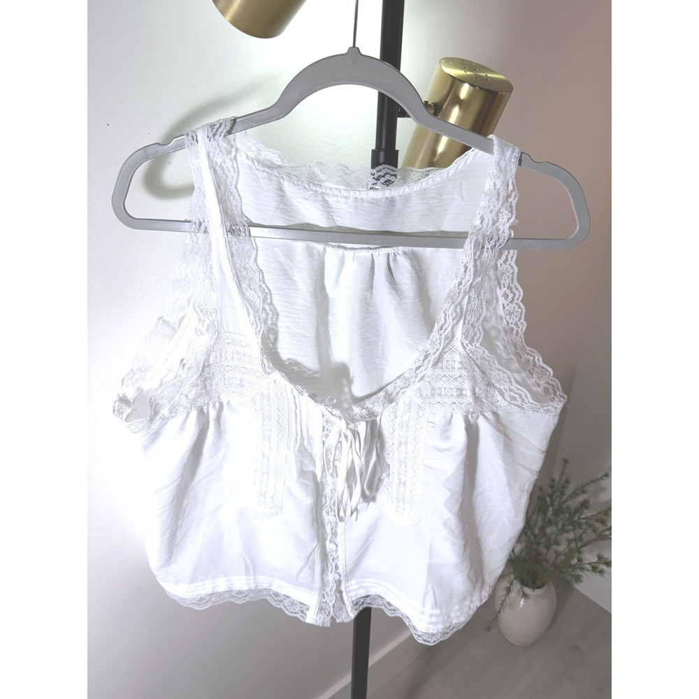 romantic white lace bustier jeans sleep french parisian cardigan layer med euc